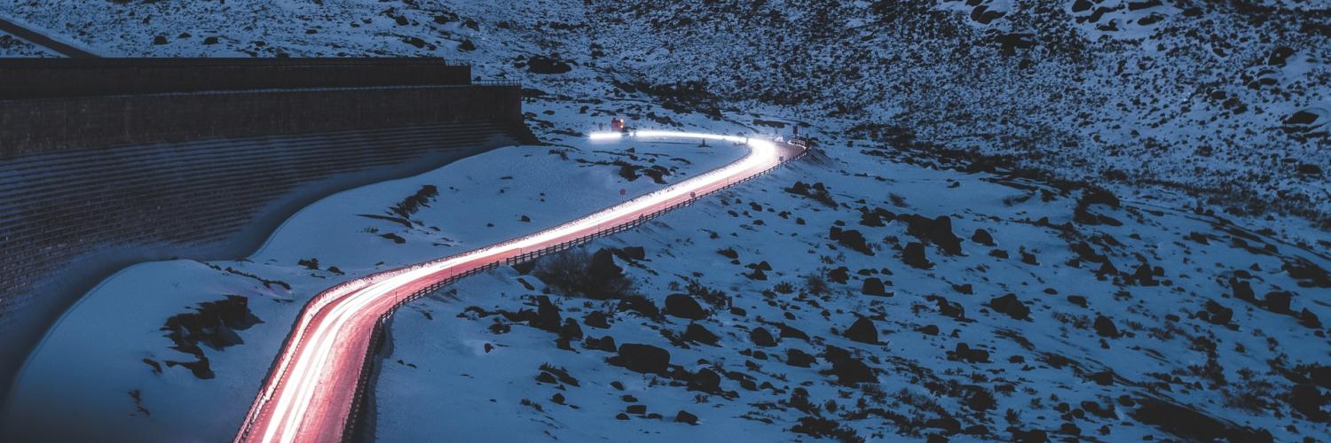 Mountain road at night