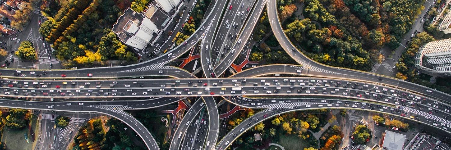 roads, cars, sky view