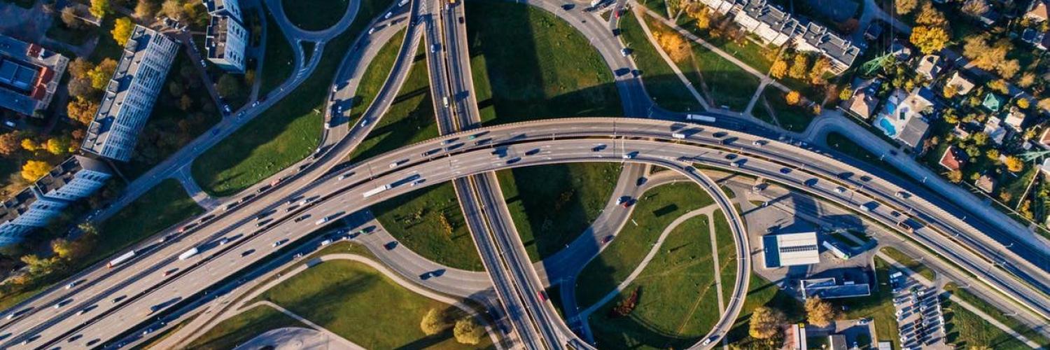 roads, cars, sky view