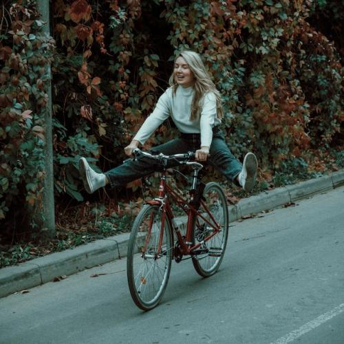 Woman riding a bike