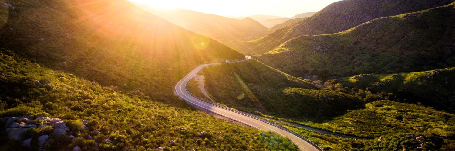 Road with sunset Sunset road nature
