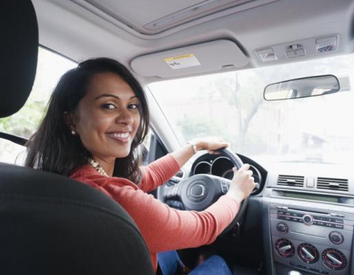 woman in a car