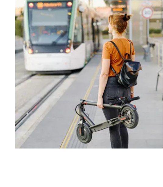 girl waiting for the tram